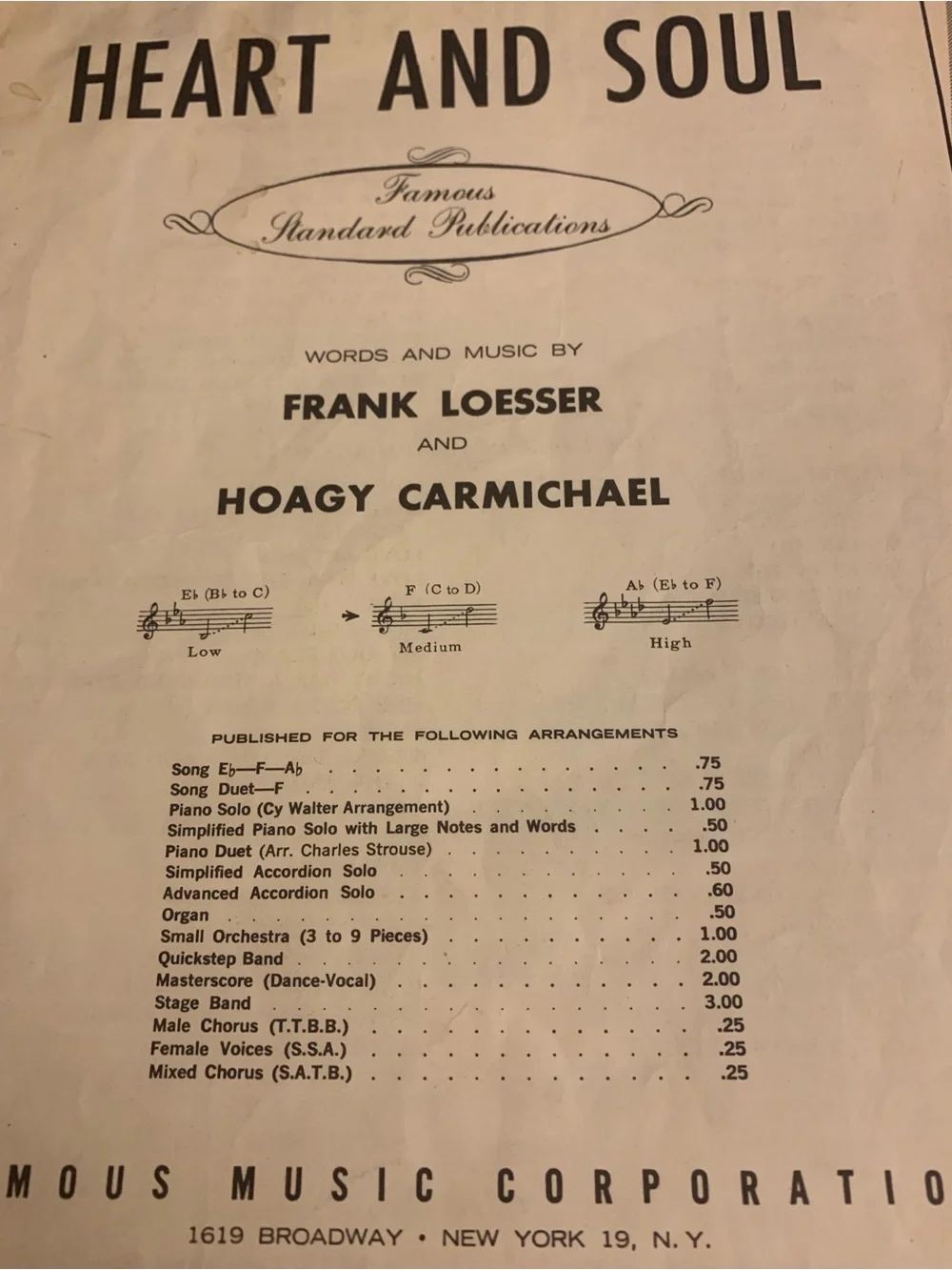 3 Vintage Well Known Sheet Music Selections From 1930 to 1940